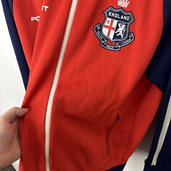 Polo Sport Ralph Lauren England Zip Jacket Men L Blue Red Olympic Dmg - Picture 6 of 9